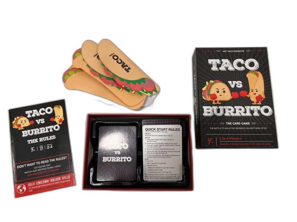 Taco vs Burrito Family Card Games Kids 6-12 &Up Fun Travel Family Board Game Toy - Picture 3 of 3